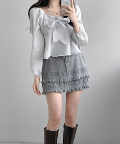 リボンオフブラウス SKY BLUE