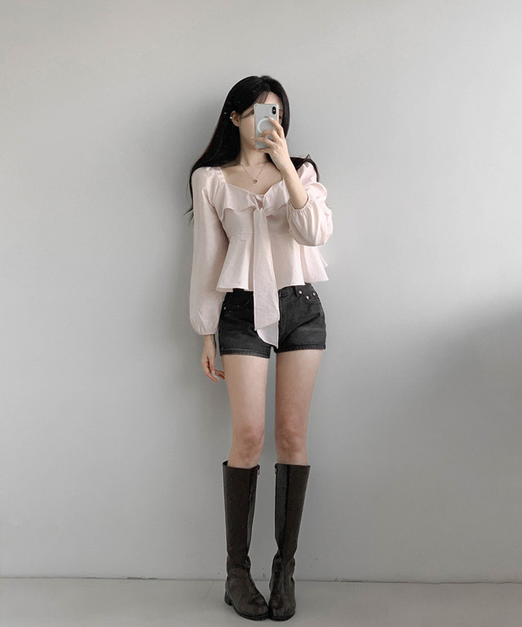 リボンオフブラウス PINK