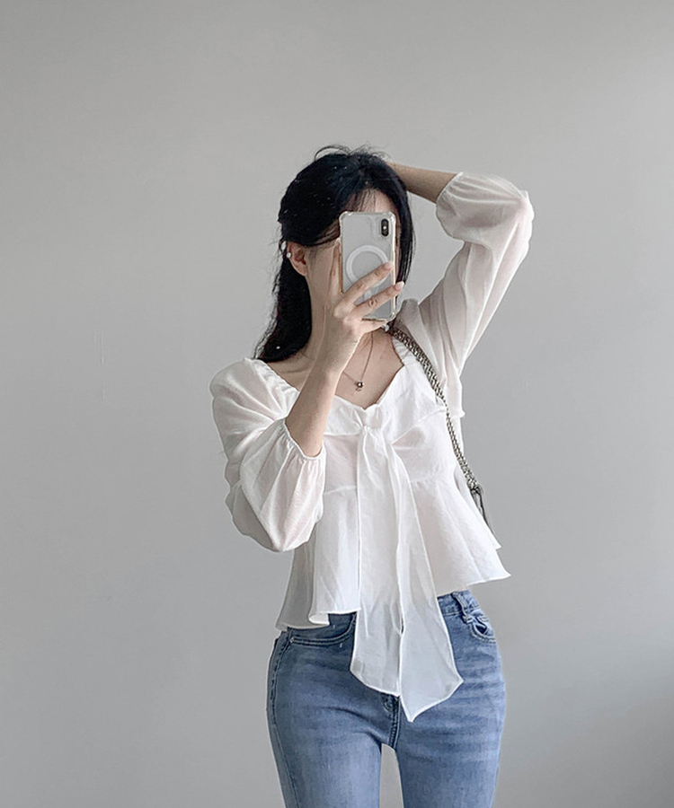 リボンオフブラウス IVORY