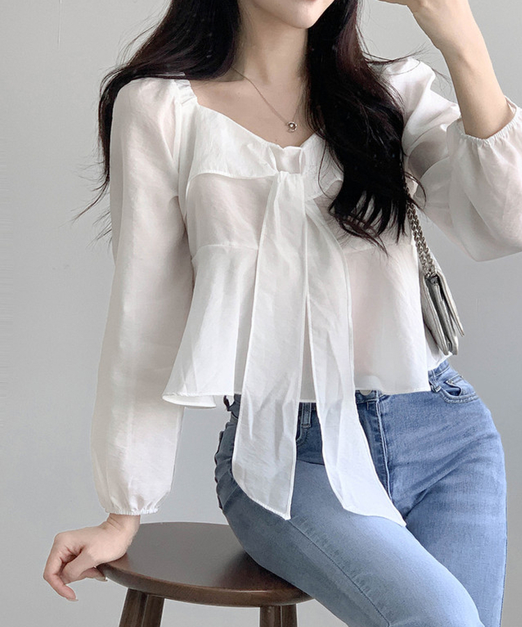 リボンオフブラウス IVORY