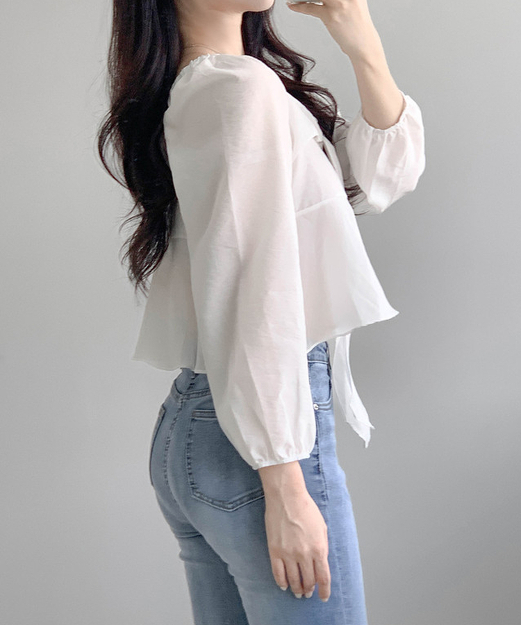 リボンオフブラウス IVORY