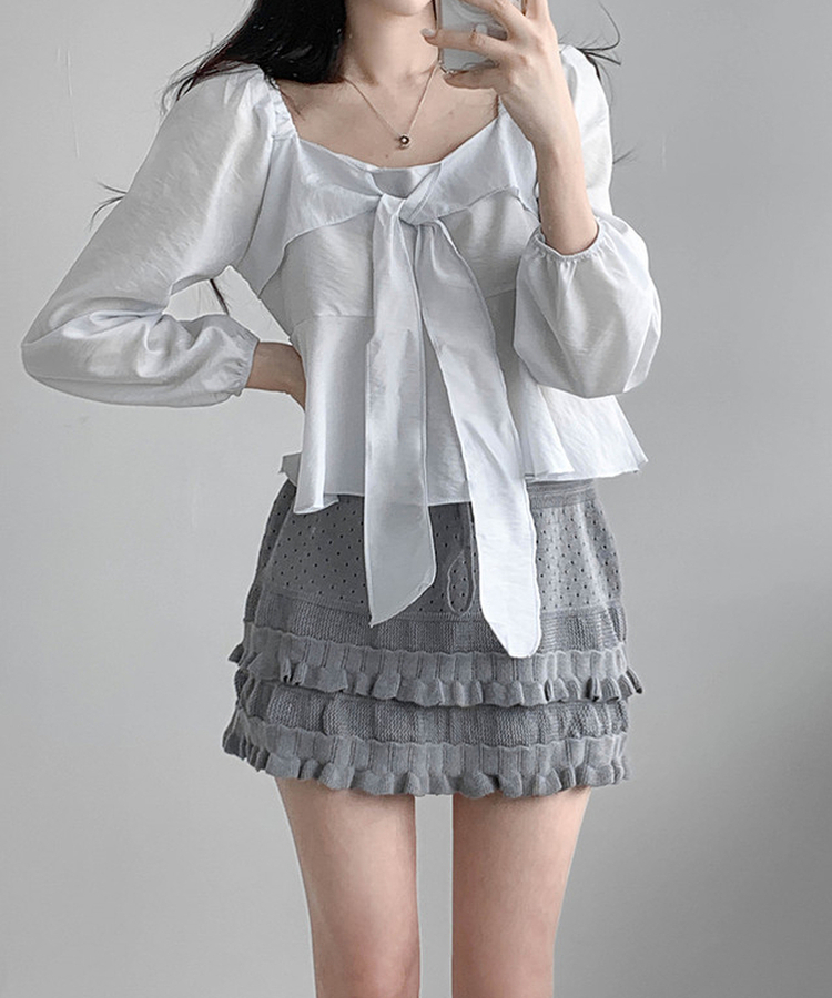 リボンオフブラウス SKY BLUE