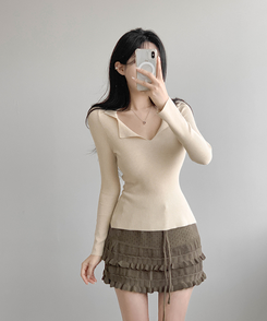 リブニットTシャツ(5color) BEIGE