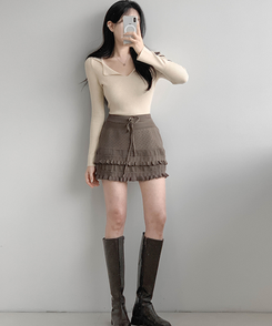 リブニットTシャツ(5color) BEIGE