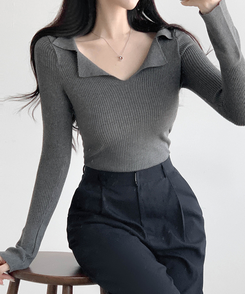 リブニットTシャツ(5color) GRAY