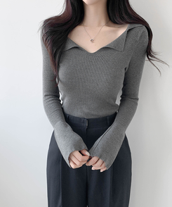 リブニットTシャツ(5color) GRAY