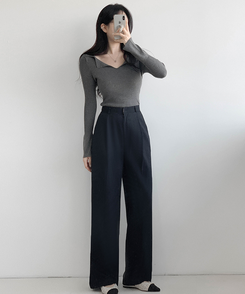 リブニットTシャツ(5color) GRAY