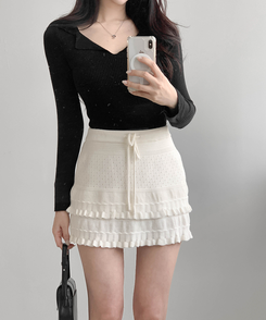 リブニットTシャツ(5color) BLACK