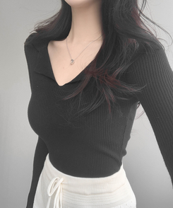 リブニットTシャツ(5color) BLACK