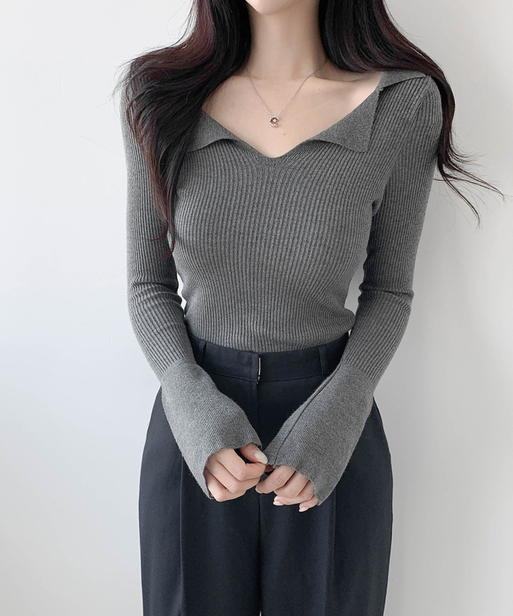 リブニットTシャツ(5color) GRAY