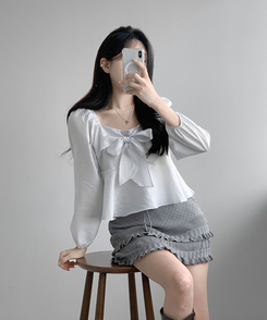 パンチングティアードミニスカート GRAY