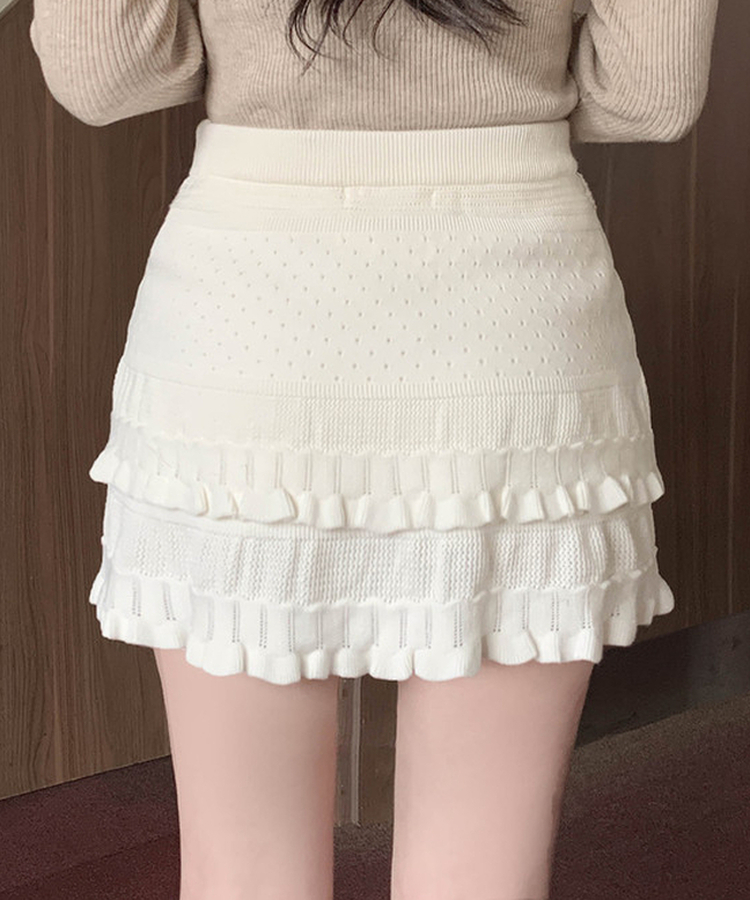 パンチングティアードミニスカート IVORY