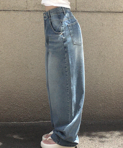 ハートポイントウォッシュデニムバルーンパンツ BLUE