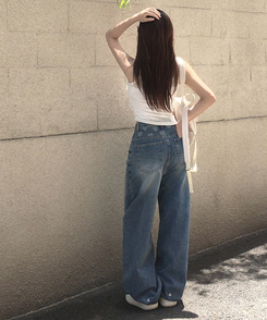 ハートポイントウォッシュデニムバルーンパンツ BLUE