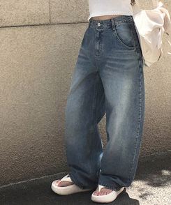 ハートポイントウォッシュデニムバルーンパンツ BLUE