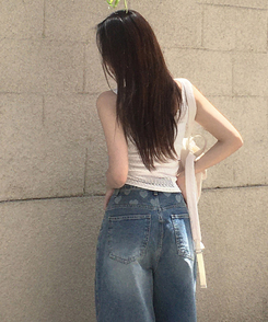 ハートポイントウォッシュデニムバルーンパンツ BLUE