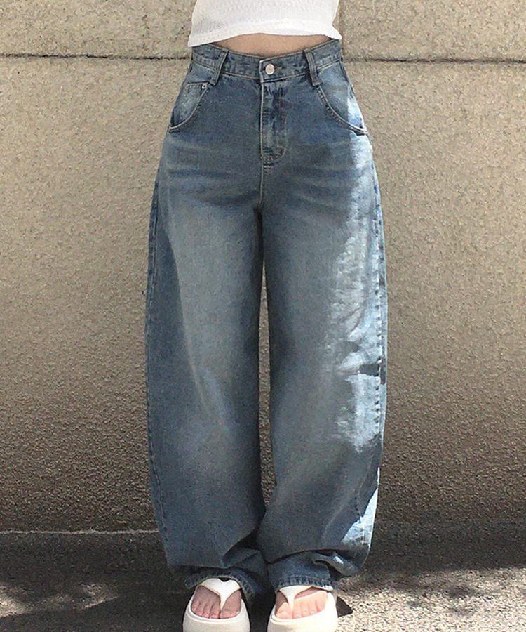 ハートポイントウォッシュデニムバルーンパンツ BLUE