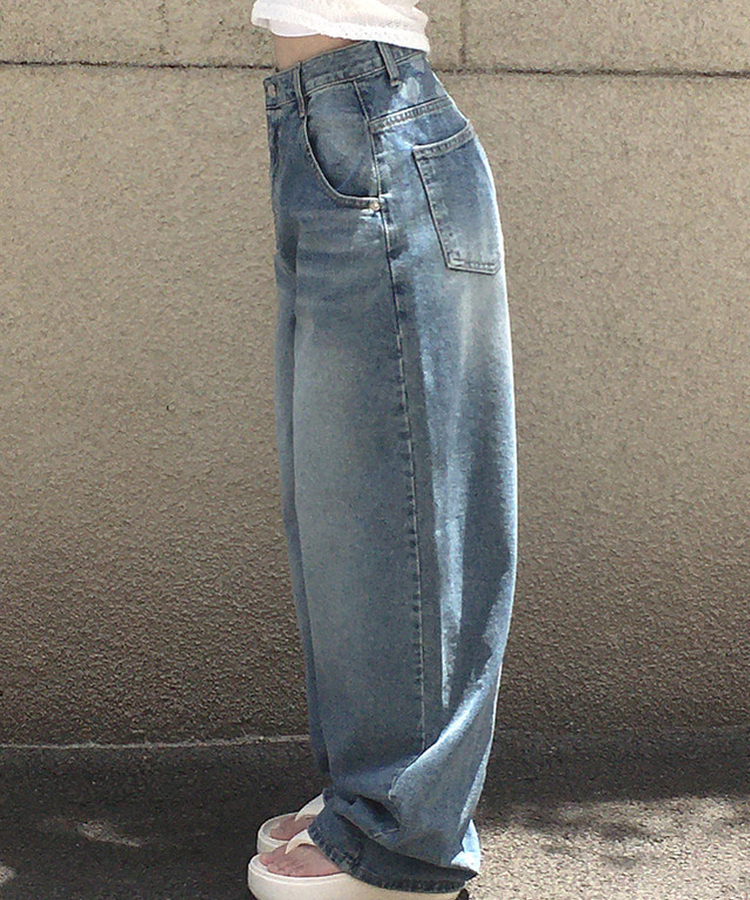 ハートポイントウォッシュデニムバルーンパンツ BLUE