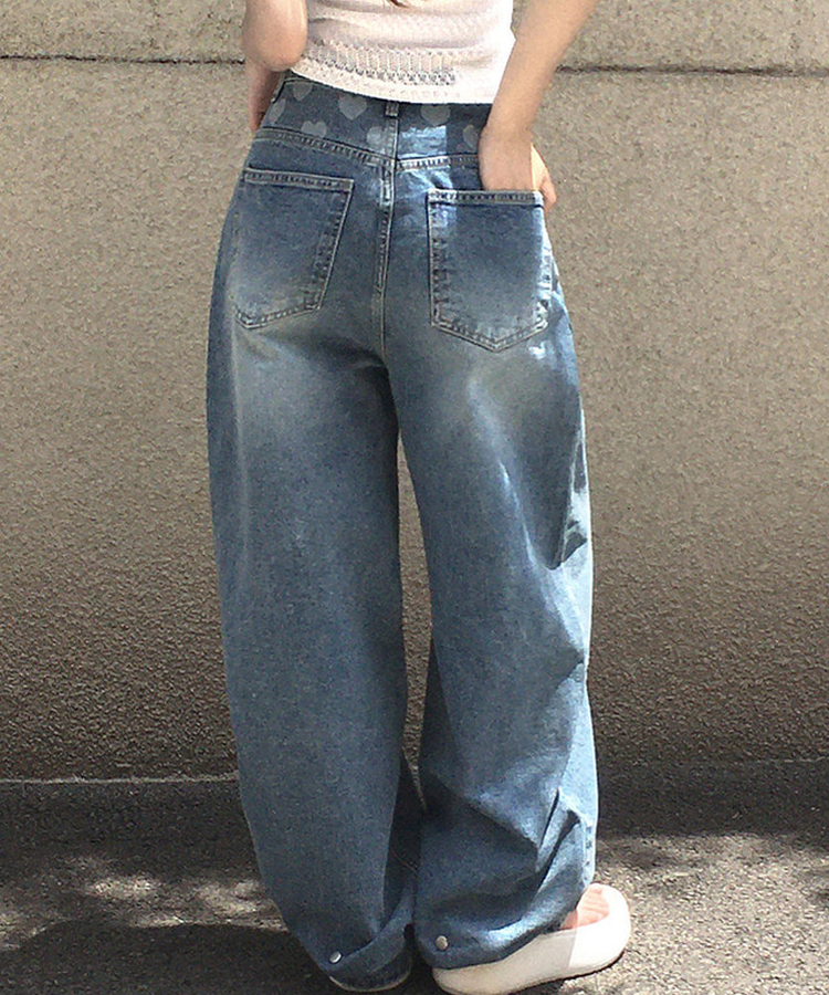 ハートポイントウォッシュデニムバルーンパンツ BLUE