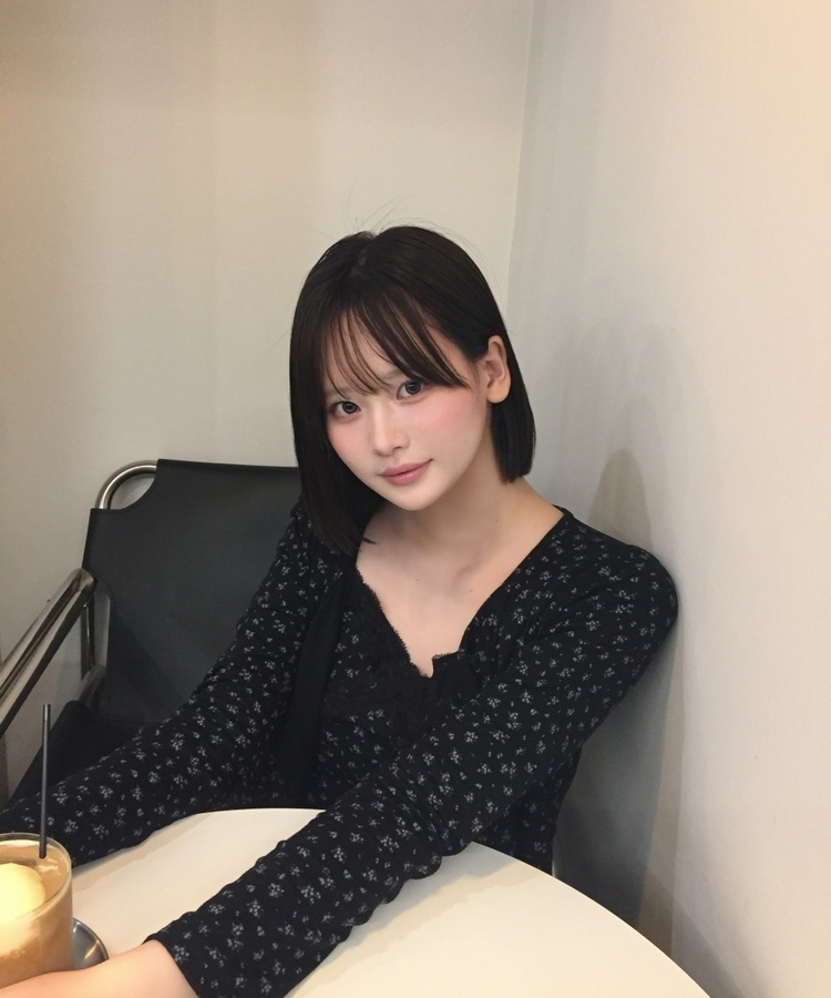 【SET】플라워 레이스 나시 가디건 블랙