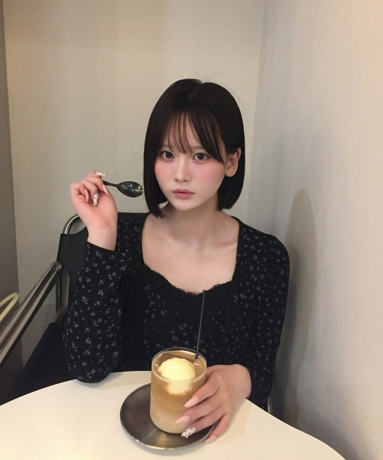 【SET】플라워 레이스 나시 가디건 블랙