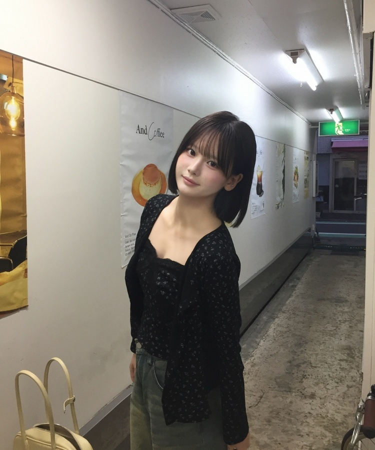 【SET】플라워 레이스 나시 가디건 블랙