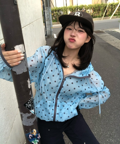 ドット柄シアーライトアウター SKY BLUE