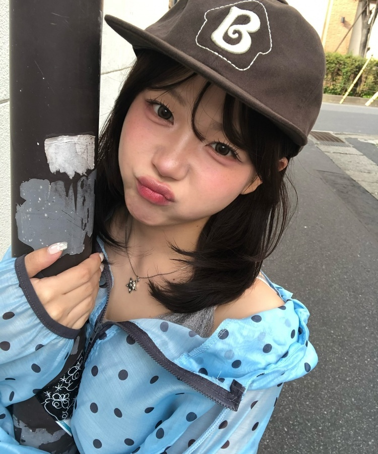 ドット柄シアーライトアウター SKY BLUE