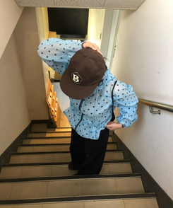 ウェーブ切り替えワイドパンツ NAVY