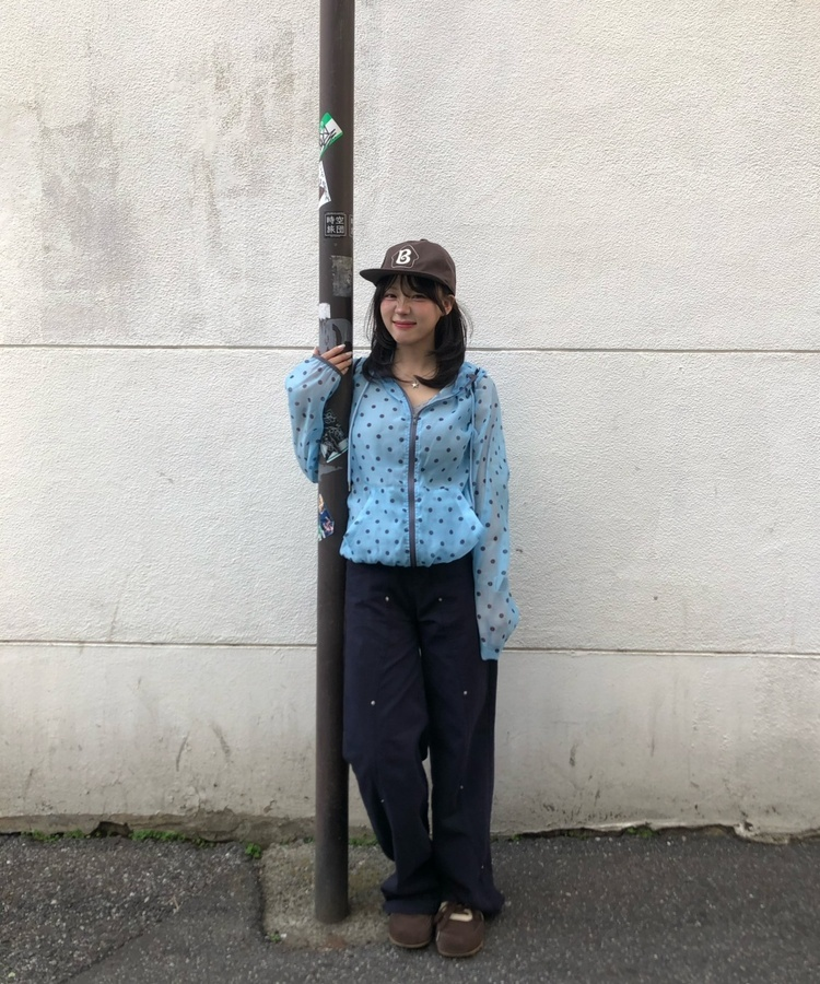 ウェーブ切り替えワイドパンツ NAVY