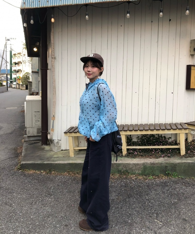 ウェーブ切り替えワイドパンツ NAVY