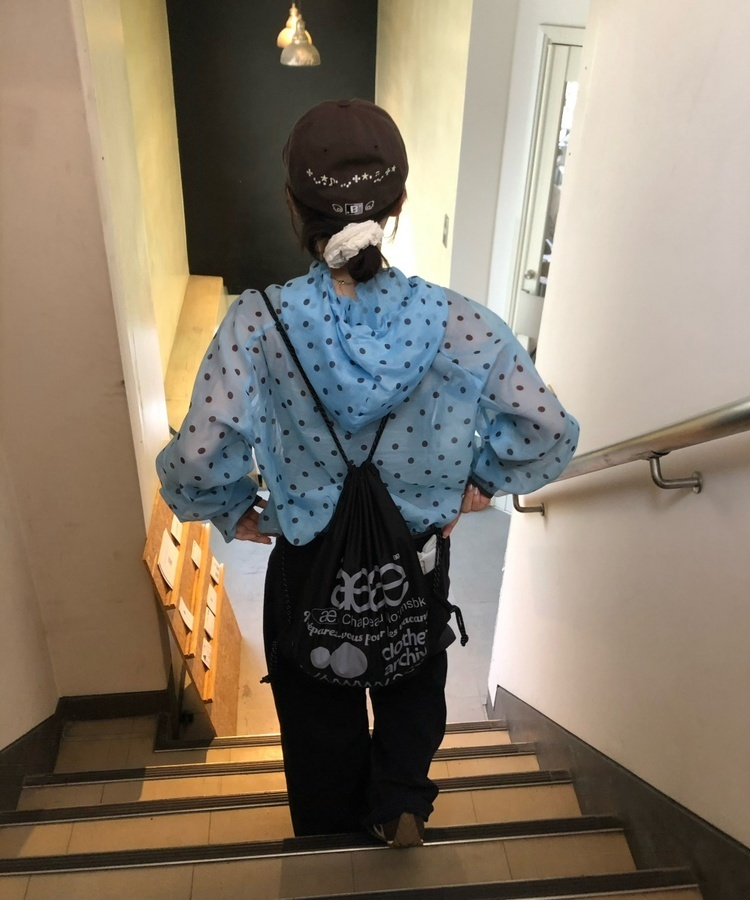 ウェーブ切り替えワイドパンツ NAVY