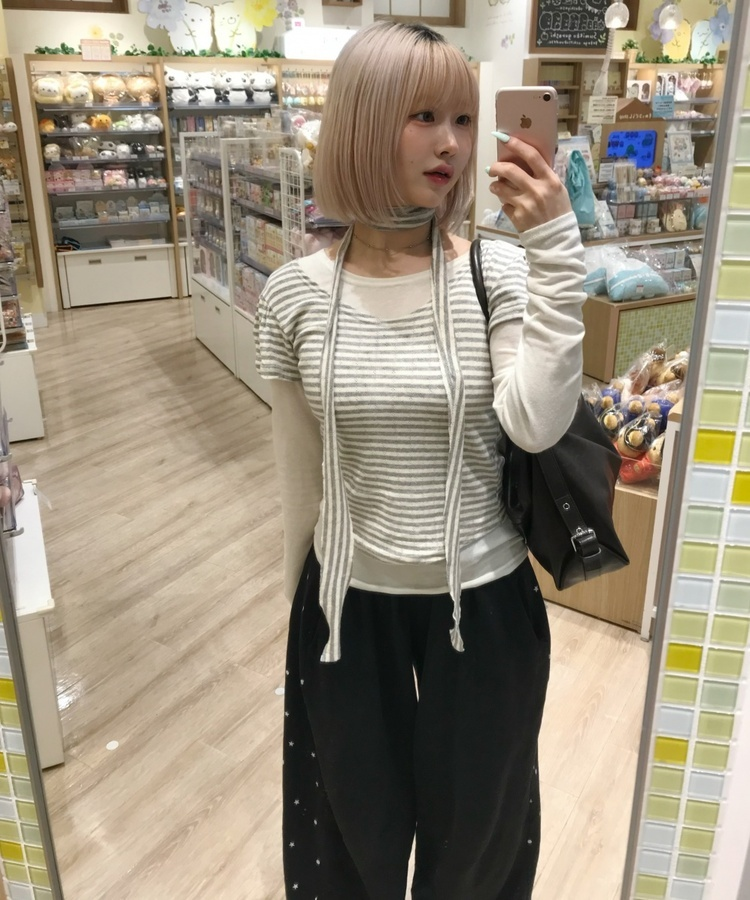 サイドドットプリントパンツ BLACK