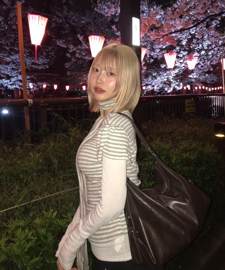 【タイ付き】VネックボーダーTシャツ GREY