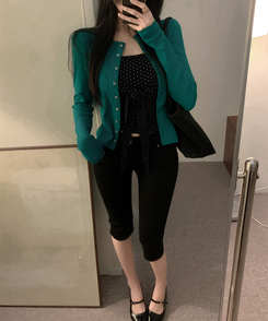 スリムリブニットカーディガン(7color) TEAL