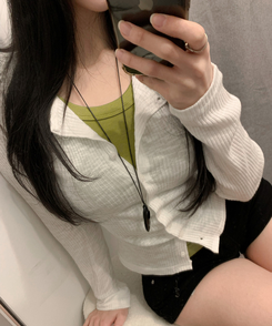 スリムリブニットカーディガン(7color) IVORY