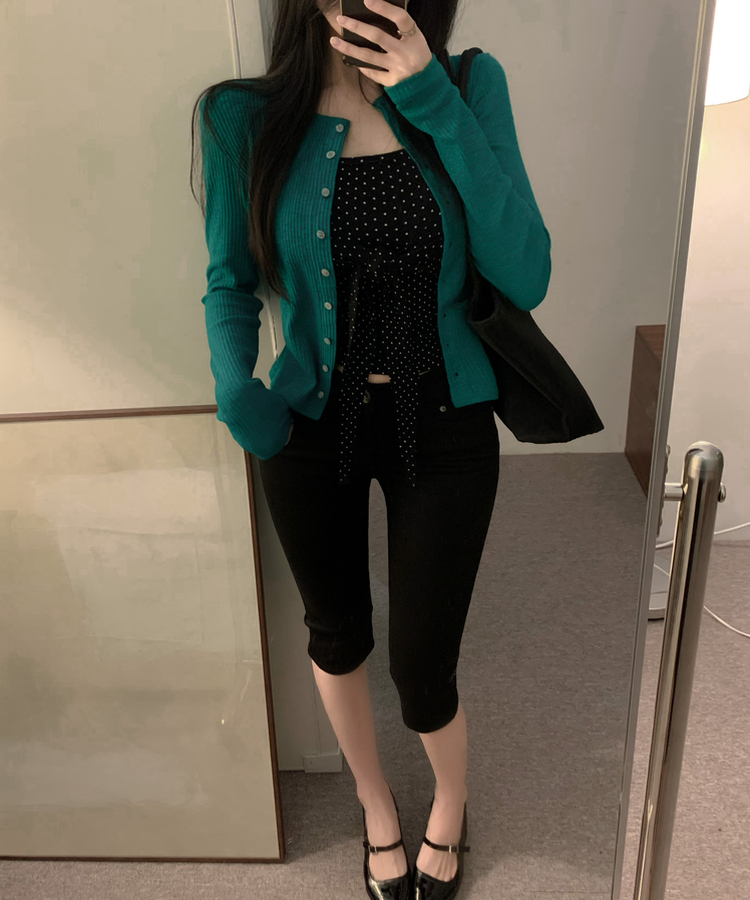 スリムリブニットカーディガン(7color) TEAL