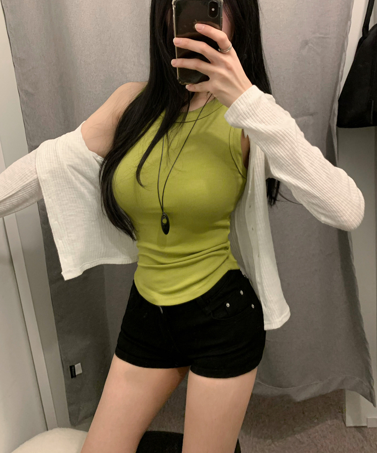 スリムリブニットカーディガン(7color) IVORY