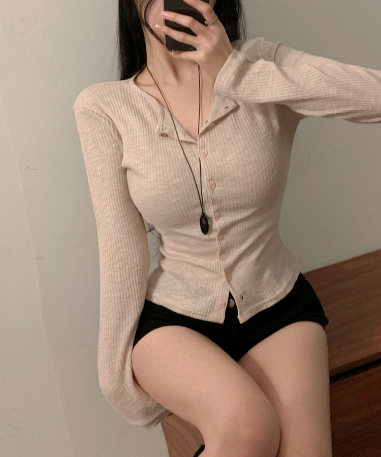 スリムリブニットカーディガン(7color) BEIGE