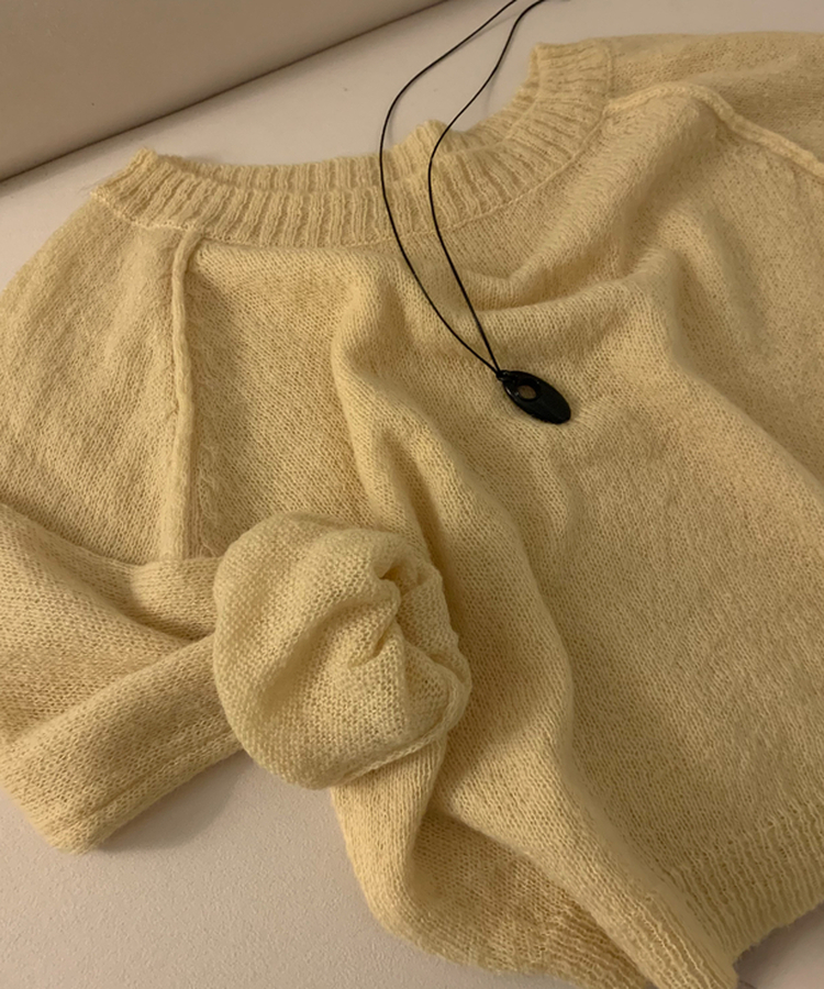 ボートネックオフショルダーシアーニット(7color)