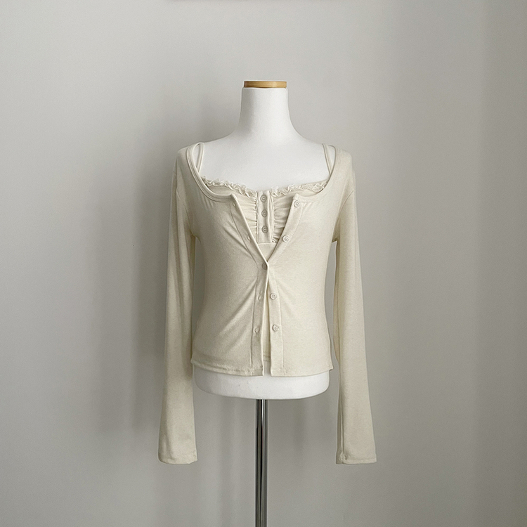 청순벚꽃룩 레이스 프릴 버튼 셔링 크롭 나시 크롭 핑크 가디건 레이어드 세트