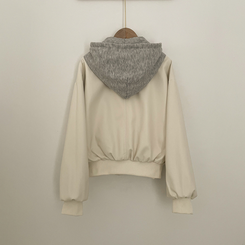 レイヤードフードレザーオーバーフィットジャケット