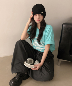 【丈別】バンディングカーゴピンタックワイドパンツ(5color) CHARCOAL