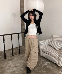 【丈別】バンディングカーゴピンタックワイドパンツ(5color) BEIGE