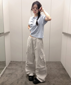 【丈別】バンディングカーゴピンタックワイドパンツ(5color) GREY