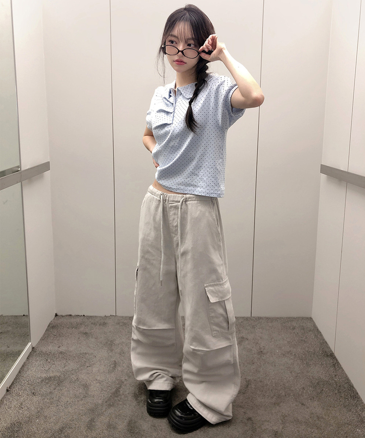 【丈別】バンディングカーゴピンタックワイドパンツ(5color) GREY