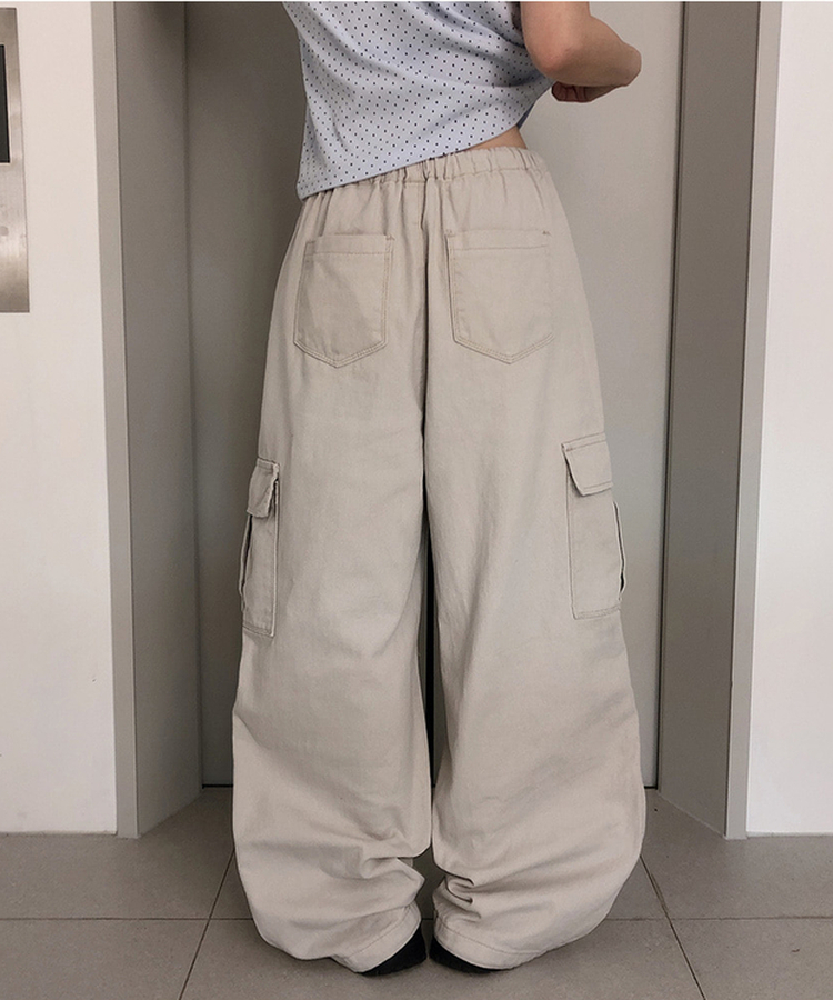 【丈別】バンディングカーゴピンタックワイドパンツ(5color) GREY
