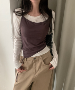 칙스 긴팔티셔츠뷔스티에 셋업투피스 4color 퍼플