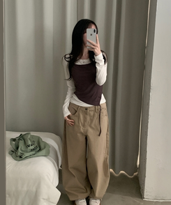 칙스 긴팔티셔츠뷔스티에 셋업투피스 4color 퍼플