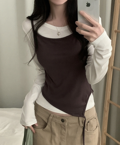 칙스 긴팔티셔츠뷔스티에 셋업투피스 4color 퍼플